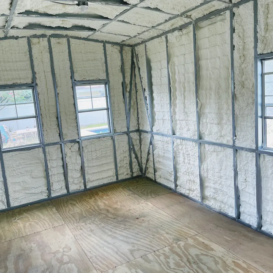 Closed-cell spray foam insulation applied to wall cavities in a residential project in Elizabethtown